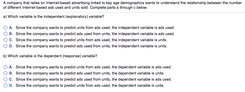 Solved A company that relies on Internet-based advertising | Chegg.com