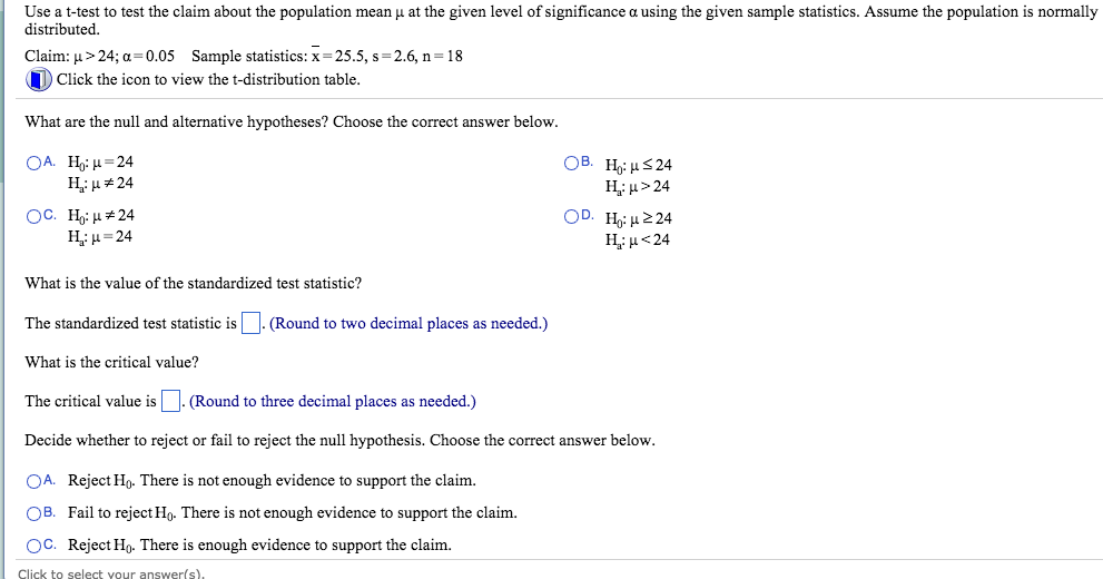 Solved d. Fail to reject Ho. There is evidence to support | Chegg.com