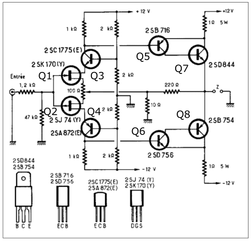 Solved +12V 12 V 10 5W 1 kg 2 ko 2SB 716 2 SC 1775(E) Q5 2 | Chegg.com