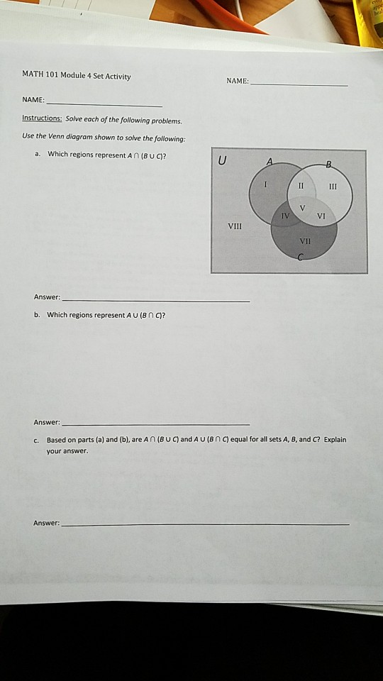 Solved MATH 101 Module 4 Set Activity NAME: NAME | Chegg.com
