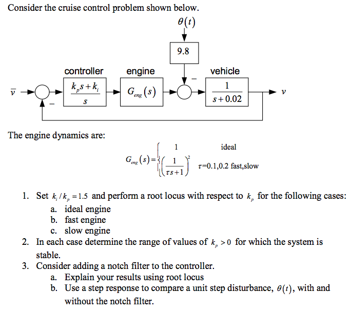 Solved Consider the cruise control problem shown below. The | Chegg.com