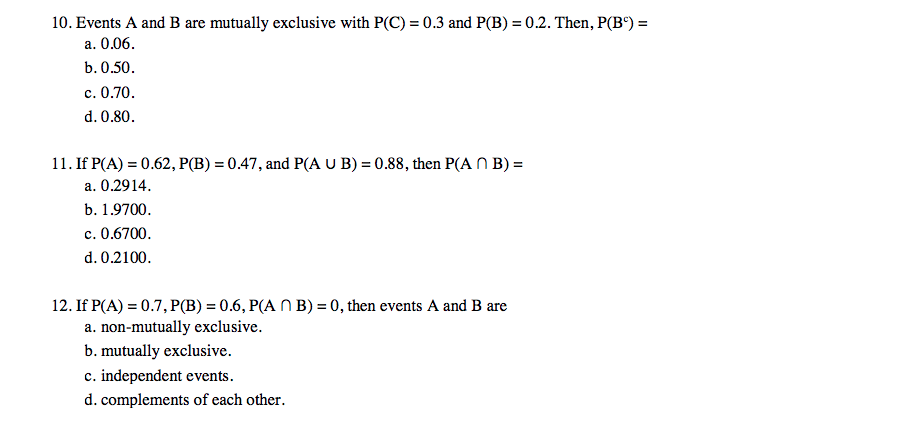 Solved 10 Events A And B Are Mutually Exclusive With Pc 5265