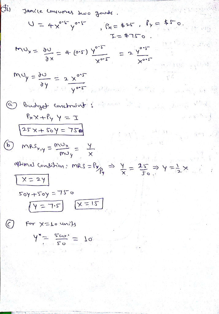 Utility Function Worksheet Answer Key (Solved) - Answer all parts of Problem 3.15 for the utility function ...