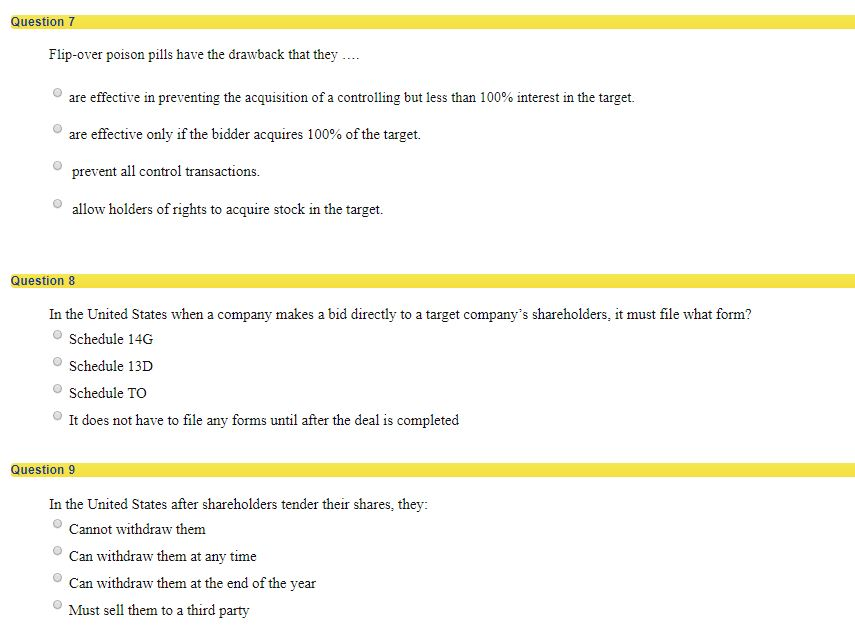 Solved Question 7 Flipover poison pills have the drawback