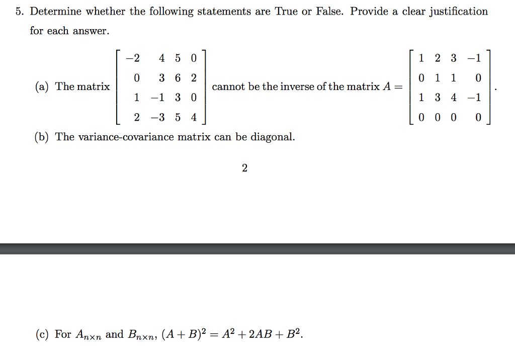 Solved Determine Whether The Following Statements Are True | Chegg.com