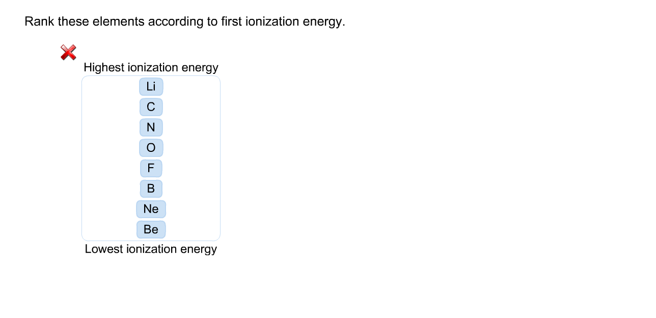 arrange the elements according to first ionization energy