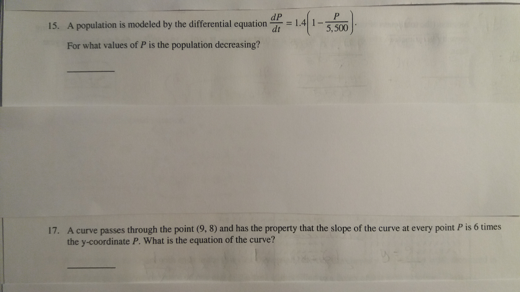 Solved 15. A population is modeled by the differential | Chegg.com