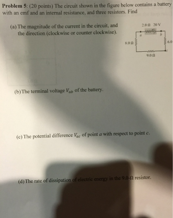 Solved Problem 5: (20 points) The circuit shown in the | Chegg.com