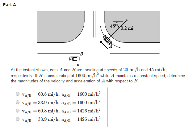 Solved At The Instant Shown, Cars A And B Are TraveIing At | Chegg.com