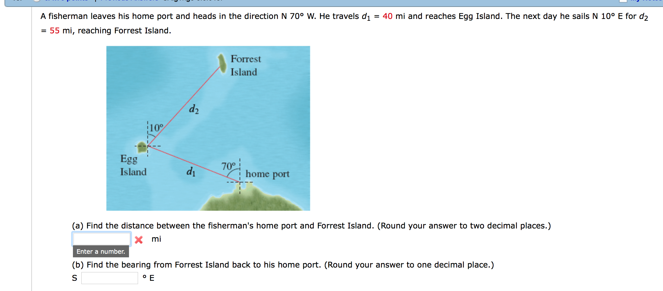 Solved A fisherman leaves his home port and heads in the