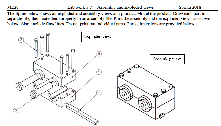 Solved Lab Work # 7-Assembly And Exploded Views Spring 2018 | Chegg.com