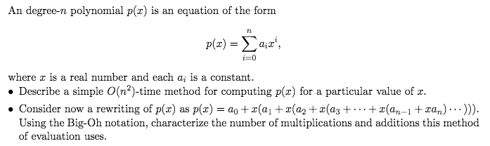 Solved An degree-n polynomial p(x) is an equation of the | Chegg.com