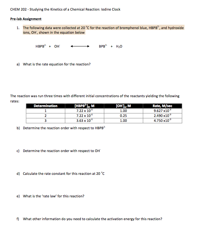 Solved Studying the Kinetics of a Chemical Reaction: Iodine | Chegg.com