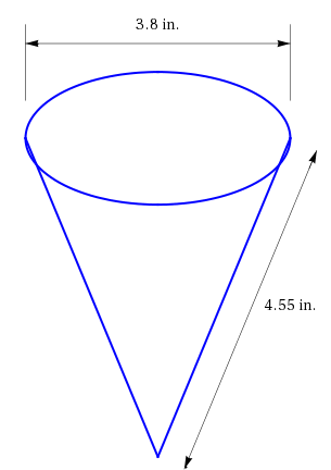 Solved The diameter of a conical paper cup is 3.8 inches, | Chegg.com