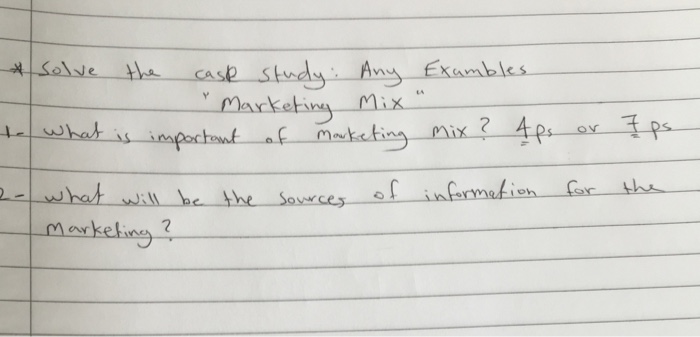 case study questions marketing mix