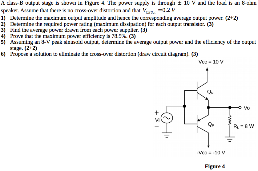 Solved A Class-B Output Stage Is Shown In Figure 4, The | Chegg.com