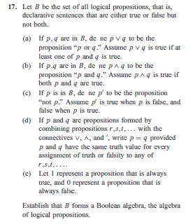 Solved Let B Be The Set Of All Logical Propositions, That | Chegg.com