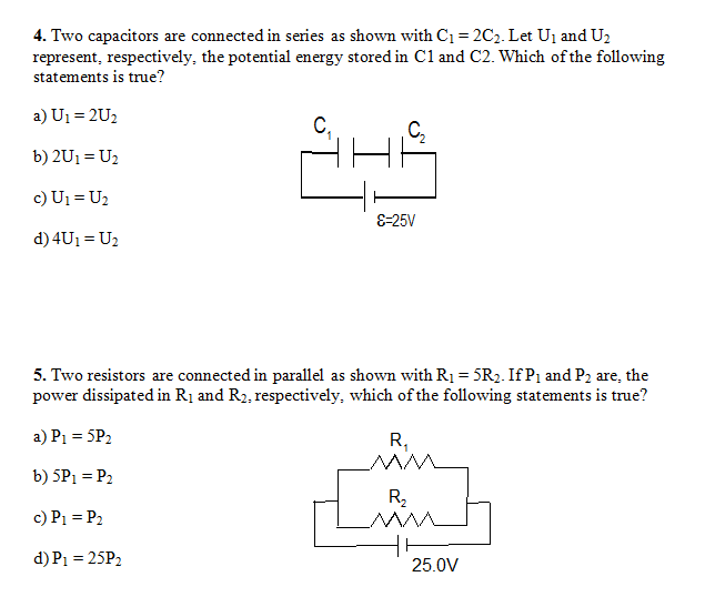 Solved Two capacitors are connected in series as shown with