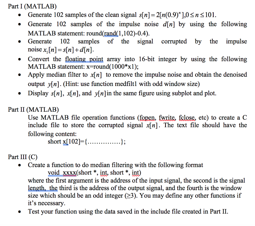 Median filter in C program Hi I need help with this
