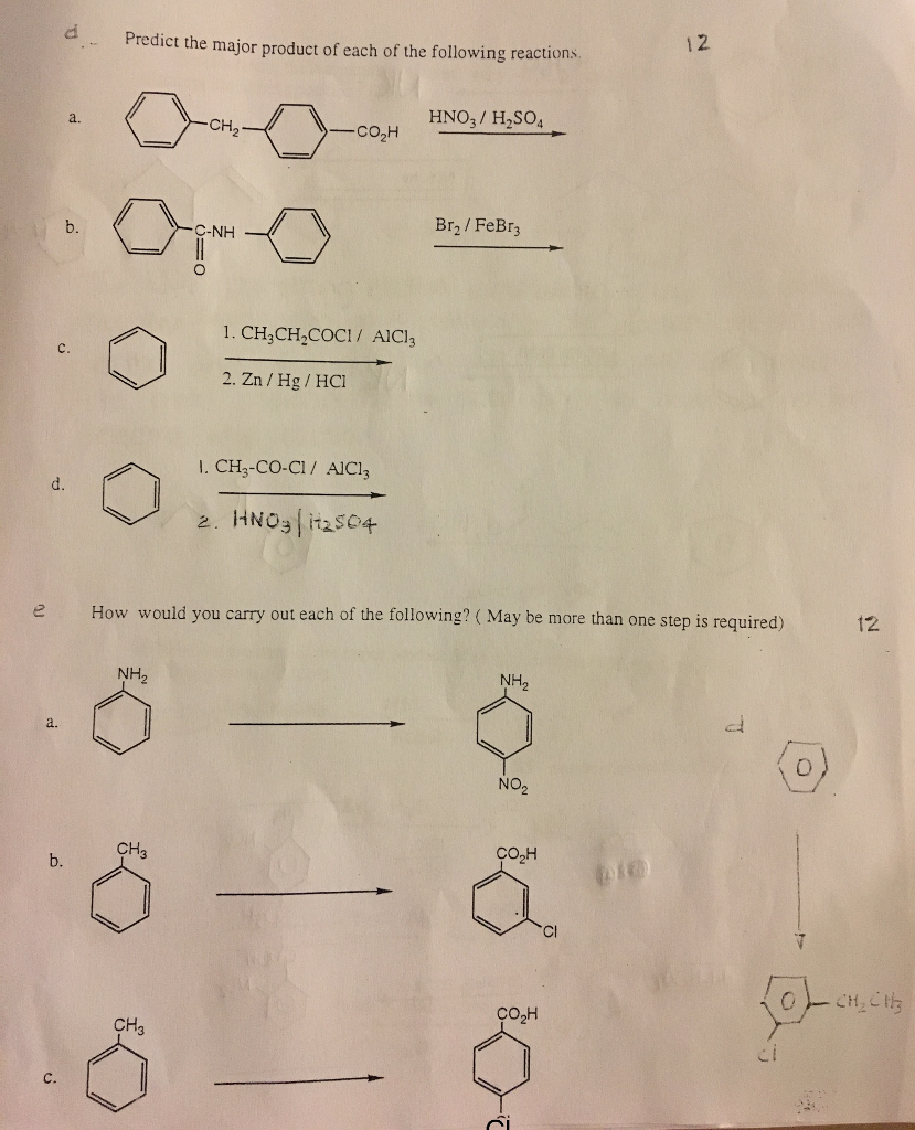 Solved Predict The Major Product Of Each Of The Following | Chegg.com