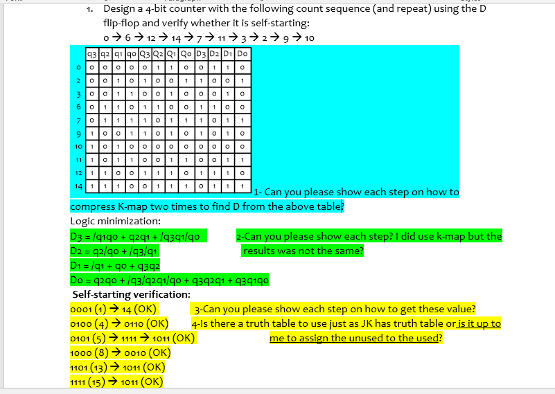 Solved Design a 4-bit counter with the following count | Chegg.com