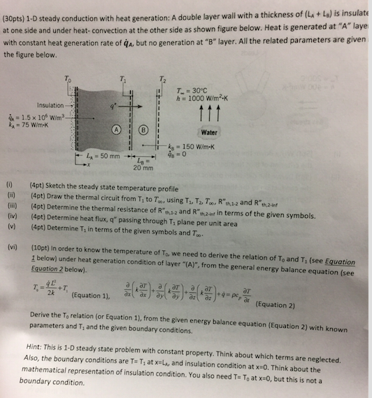 Solved 1-D steady conduction with heat generation: A double | Chegg.com