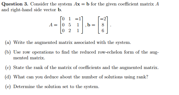 Solved Consider the system Ax = b for the given coefficient | Chegg.com