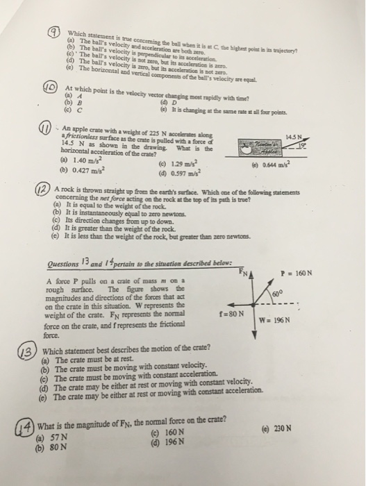 Solved Which statement is true concerning the ball when it | Chegg.com