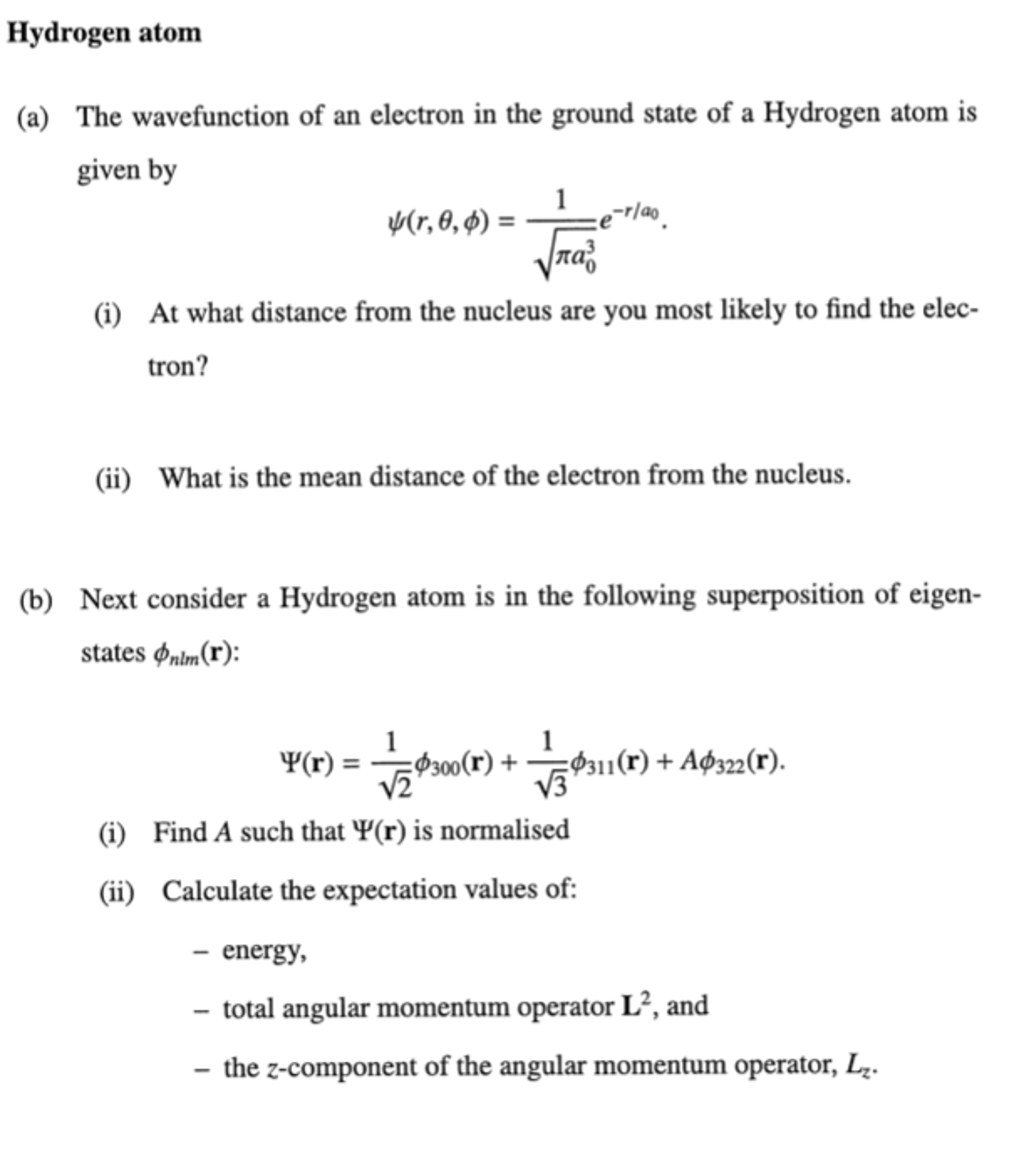 Solved The Wave Function Of An Electron In The Ground State