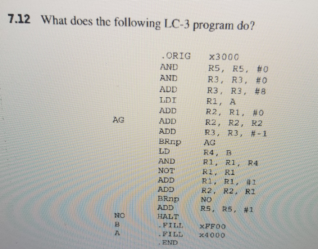 Solved 7.12 What does the following LC-3 program do? ORIG | Chegg.com