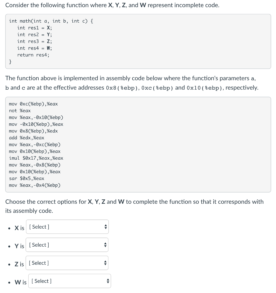 Solved Consider The Following Function Where X Y Z And W 1583