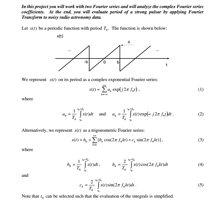 In this project you will work with two Fourier series | Chegg.com
