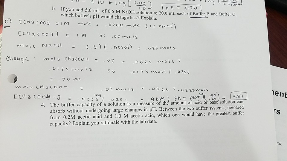 Solved DATA TABLE Buffer A Buffer B Mass Of NaC,H,O Used To | Chegg.com