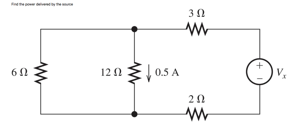 Solved Find the power delivered by the source 0.5 A 2? | Chegg.com