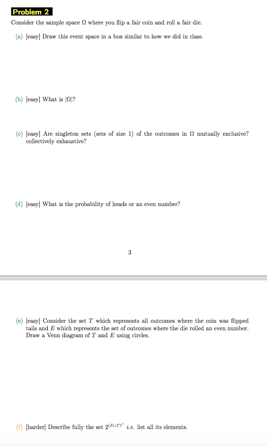 Solved Consider the sample space ohm where you flip a fair | Chegg.com