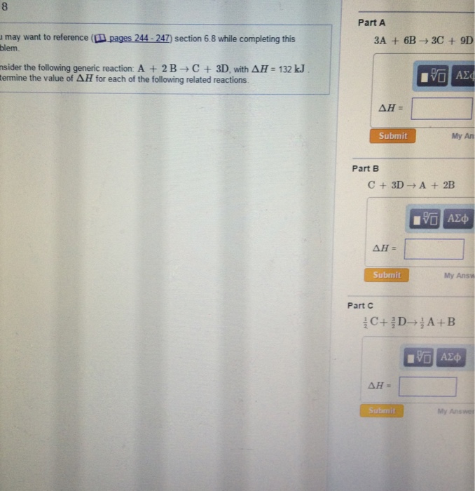Solved Consider the following generic reaction: A+2B-->C +3D | Chegg.com