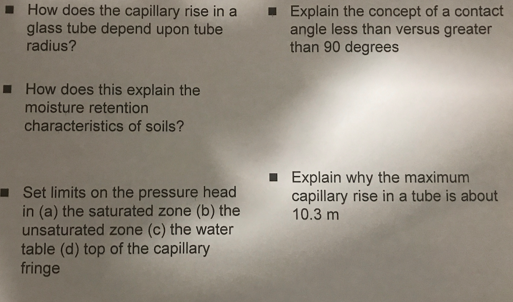 Solved How does the capillary rise in a glass tube depend