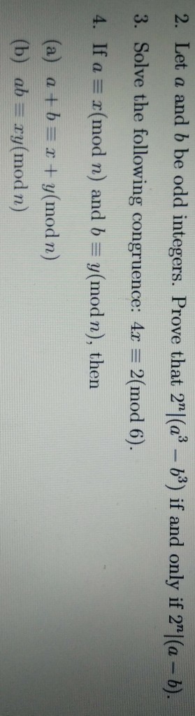 Solved 2. Let A And B Be Odd Integers. Prove That 2"(a3-b3) | Chegg.com