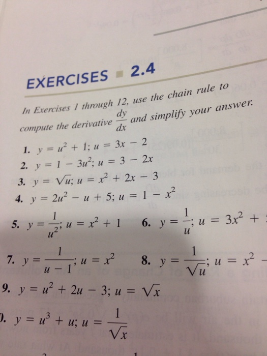 Solved In Exercises 1 through 12, use the chain rule to | Chegg.com