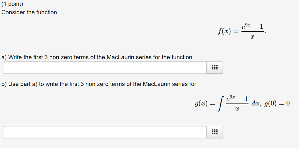 Solved 1 point) Consider the function f(x) a) Write the | Chegg.com
