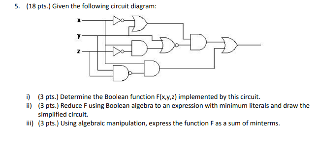 Solved 5. (18 pts.) Given the following circuit diagram: i) | Chegg.com