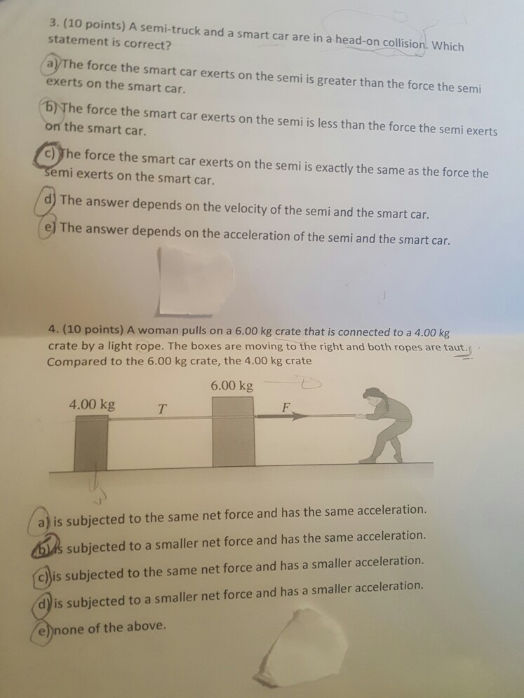 Solved 3. (10 points) A semi-truck and a smart car are in a | Chegg.com