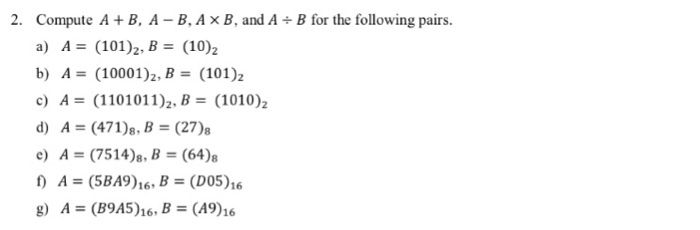 Solved Compute A + B, A - B, A Times B, And A B For The | Chegg.com