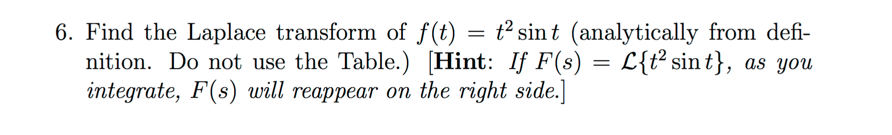 Solved Find the Laplace transform of f(t) = t^2 sin t | Chegg.com