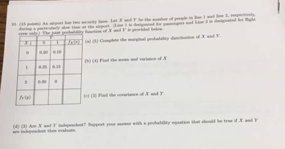 Solved Complete the marginal probability distribution of X | Chegg.com