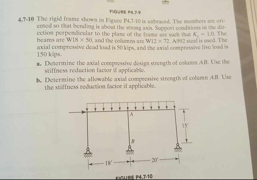 Solved FIGURE P4.7-9 4.7-10 The rigid frame shown in Figure | Chegg.com