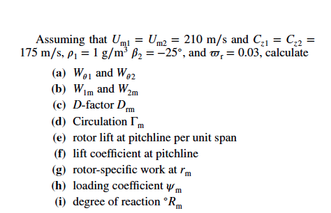 Solved 8.3 A rotor blade row is cut at pitchline, rm. The | Chegg.com