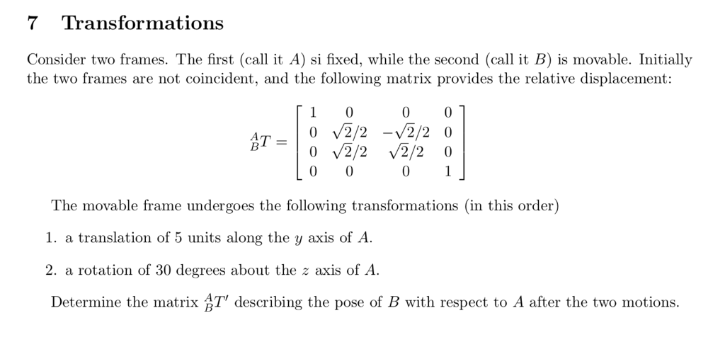 Solved Transformations Consider Two Frames. The First (call | Chegg.com