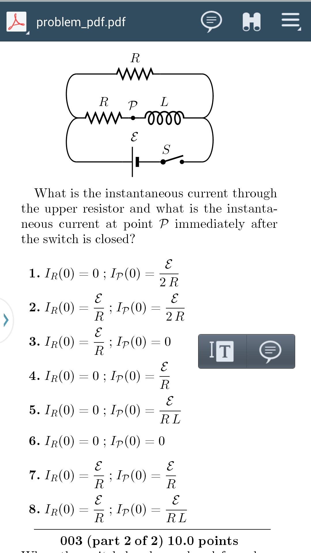 Solved What is the instantaneous current through the upper