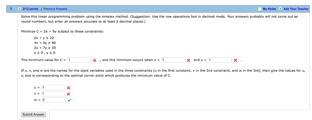 Solved 7. 2/12 points | Previous Answers My Notes Ask Your | Chegg.com